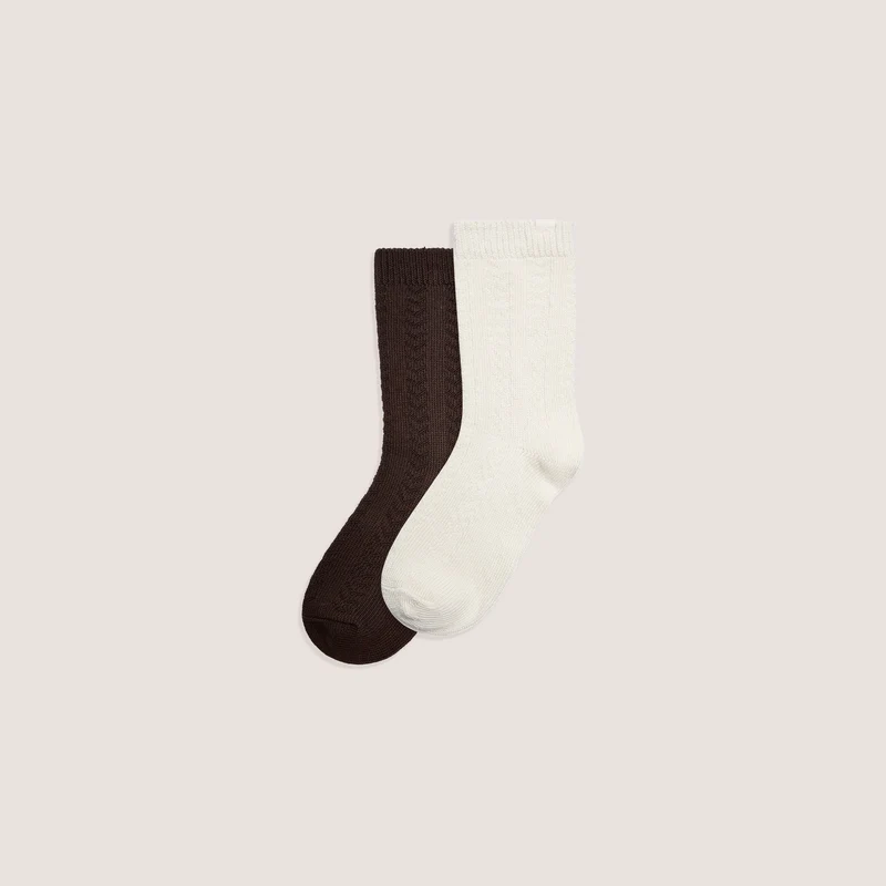 Zopfmuster-Socken (2er-Pack) - Bunt